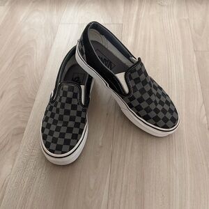 Vans Black and Gray Checkerboard Slip-Ons